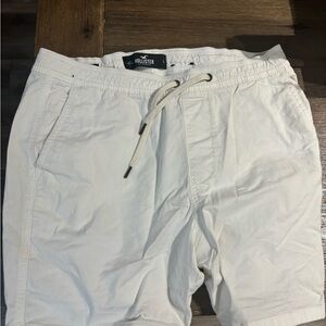 Hollister White Drawstring Shorts